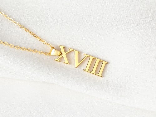 necklace with date in roman numerals